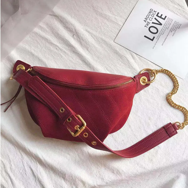 

2019 Winter New Genuine Leather Saddle Handbag Women Nubuck Leather Bag Waist Chest Bags Travel Shoulder Crossbody Lady HandBags