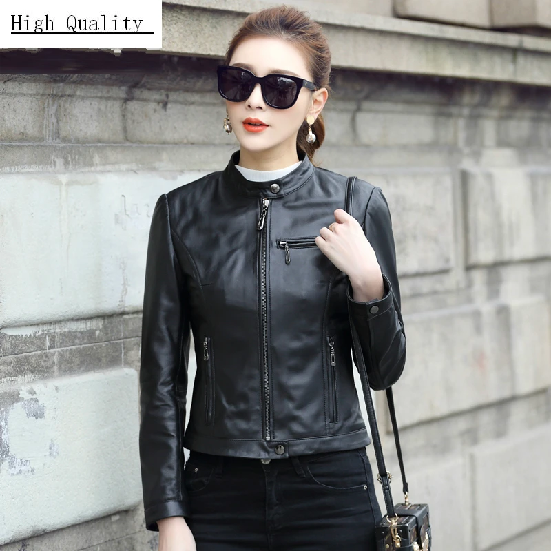 

Genuine Leather Jacket Women Real Sheepskin Coat Female Montone Jacket Short Slim Outwear Spring Autumn Clothes LWL1452