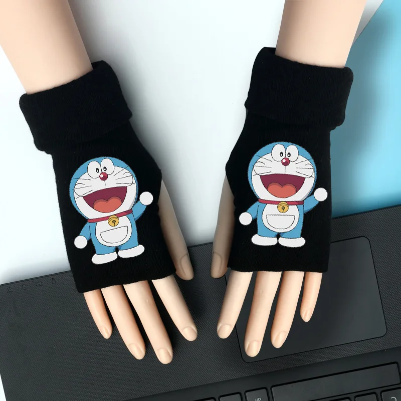 Doraemon аниме вязаные перчатки хлопок теплые половина пальцев запястья варежки Мода Косплей Реквизит аксессуары подарок зима