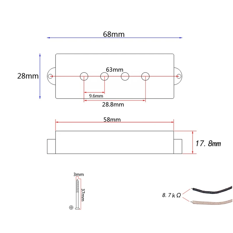 Открытый Alnico 5 Pb P бас звукосниматель-хамбакер Пикап Alnico V черный для 4 струны P Замена баса