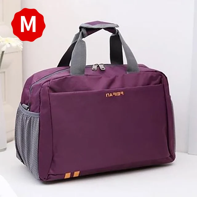 Scione Classic Travel Business Handbag Men Waterproof Cabin Luggage Tote Suitcase Women Large Casual Sport Weekend Shoulder Bag Purple M