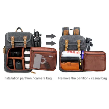 

Men Casual Shopping Solid Photography Backpack Zipper Large Capacity Batik Canvas Outdoor Camera Laptop Retro Wear-resistant Bag