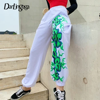 

Darlingaga Casual Loose Lightning Print Sweatpants High Waist Pants Women Baggy Winter Harajuku Pants Women's Trousers Pantalone