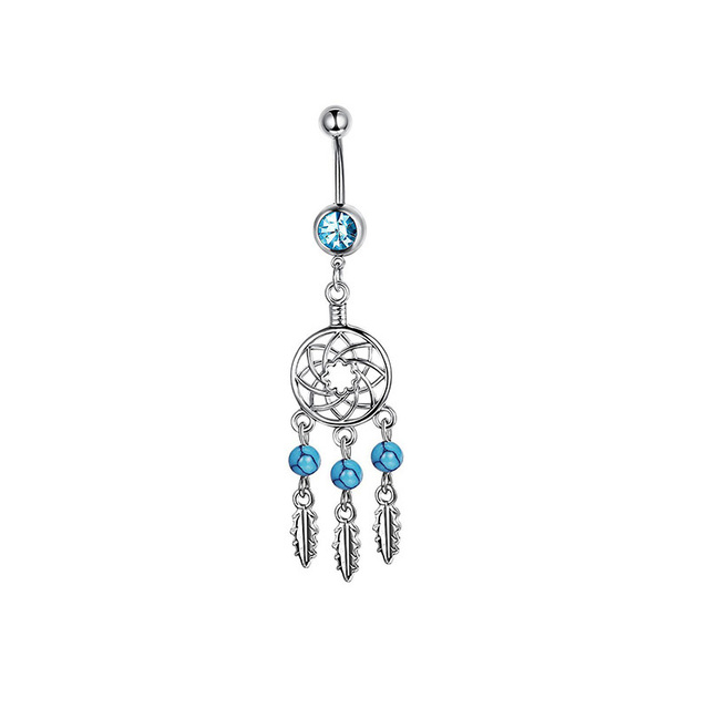 Sexy Navel Piercing Belly Ring Belly Button Rings Barbell Bar Zircon Dangling Ombligo Party Round for Woman Body Jewelry 14g