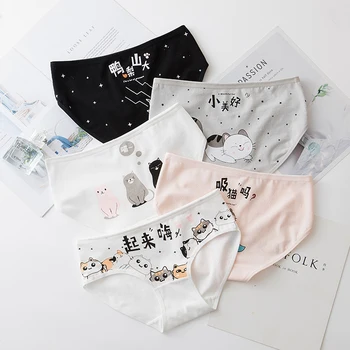 

5pcs/lot Underwear Women Plus Size Panties Cotton Comfort Intimates sexy Briefs Girls Cute Cartoon Panty Lingerie calcinha M-XXL