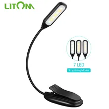 Litom portátil mesa de leitura luz clipe 9 modos iluminação com função memória 60 horas lâmpada para para a leitura noturna viajar