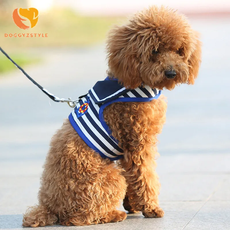 

Breathable Navy Style Dog Harness Leash Adjustable Stripe Pet Vest Puppy Walking Supplies For Small Dogs Chihuahua Yorkshire