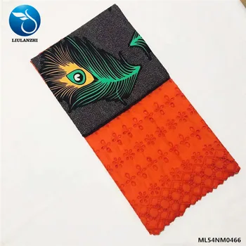 

BEAUTIFICAL Wax lace fabrics Latest style 3+2.5yards wax fabrics with voile lace fabric 100%cotton fabric for dress ML54NM04