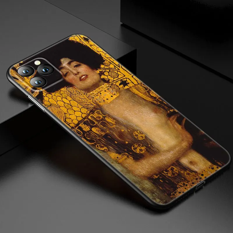 Art Gustav Klimt Phone Case For Apple iPhone 13 12 Mini 11 Pro XS Max XR X 8 7 6S 6 Plus 5S 5 SE 2020 Soft TPU Black Cover- H611e7c344d4e485798c0fb0fa4fed9bc1