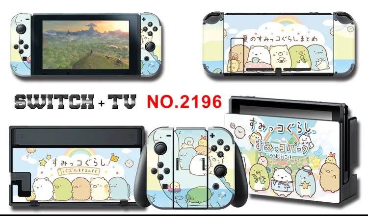 1set New Cute Anime Full Body Sticker for NS Switch Protective Cover Skin Colorful Art for Game Console Joy-Con Controller Decor