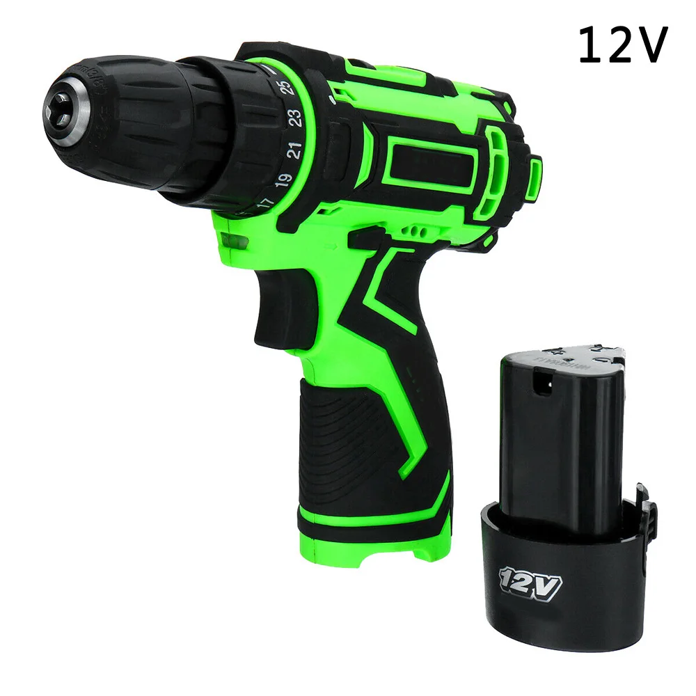 

Set 12 24V Rechargeable Li Ion Battery Portable Electric Cordless Drill Driver Kit Repair Tool Electric Drill