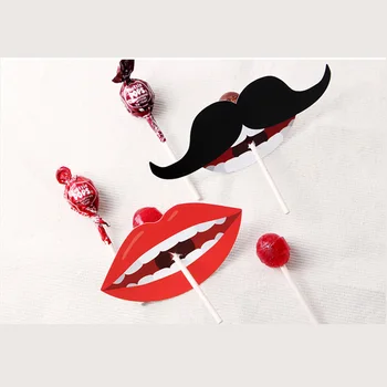 

50Pcs/Lot Lips Mustache Bee Butterfly Printed Lollipop Paper Decorative Card Candy Stick Weddding Party Decoration