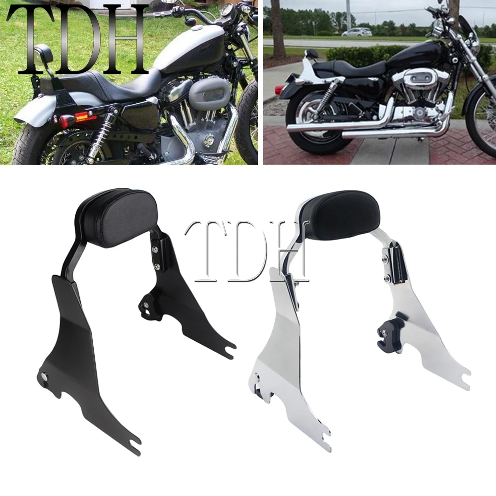 Motorcycle Black/chrome Passenger Short Sissy Bar Backrest For Harley