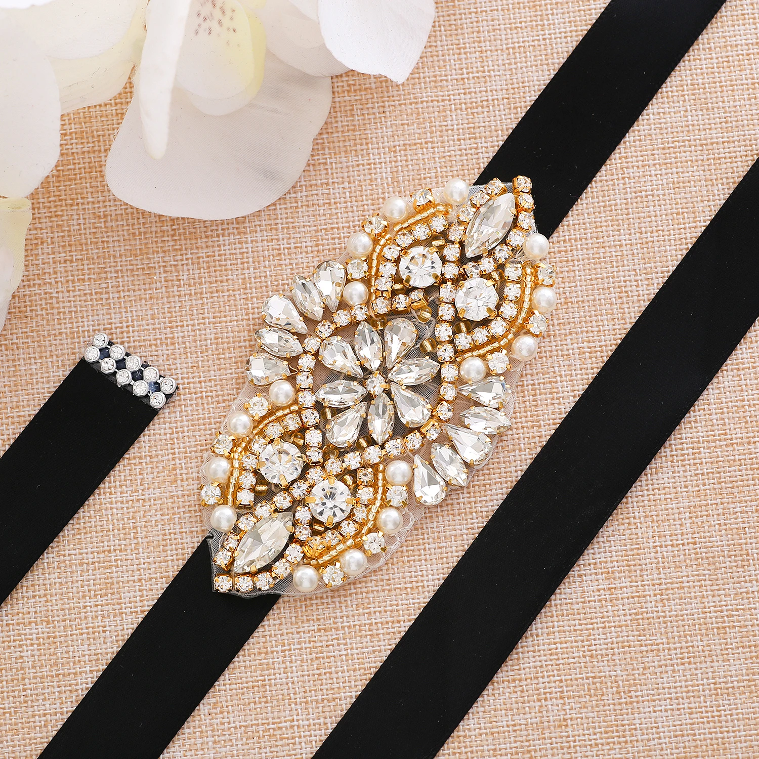 

SESTHFAR Wedding Belt Satin Wedding Accessories Crystal Rhinestone Evening Prom Dress Belt Bridal Ribbon Sash