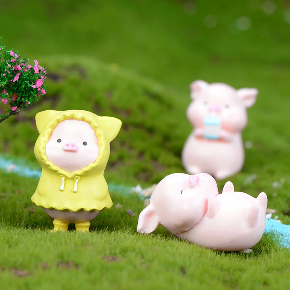 Милый дождевик 6 шт. модель свиньи фигурки животных миниатюрное рукоделие