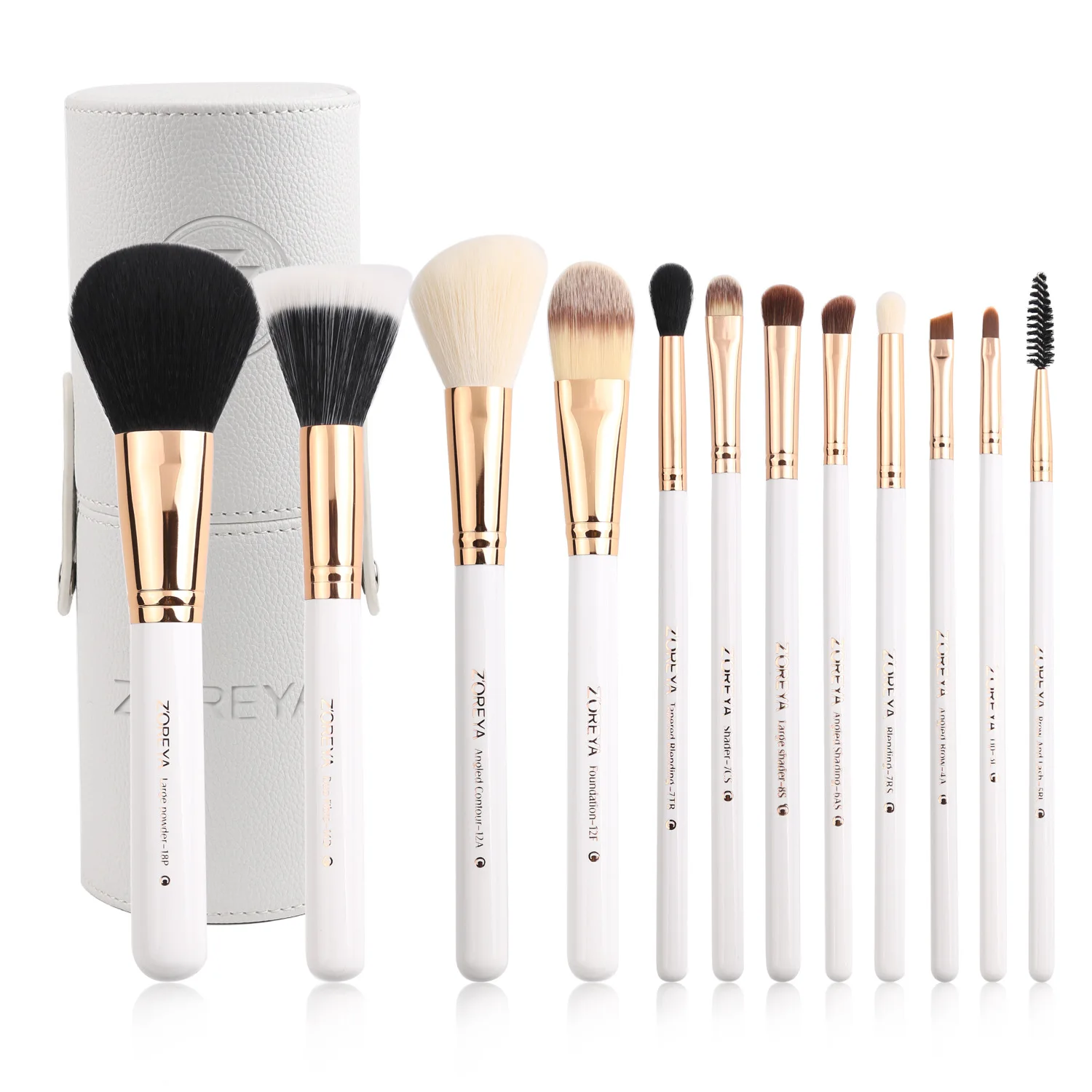 

Zoreya a Generation of Fat Hot Models 12 Artificial Fiber White Wooden Handle Makeup Barreled Cosmetic Brush Set