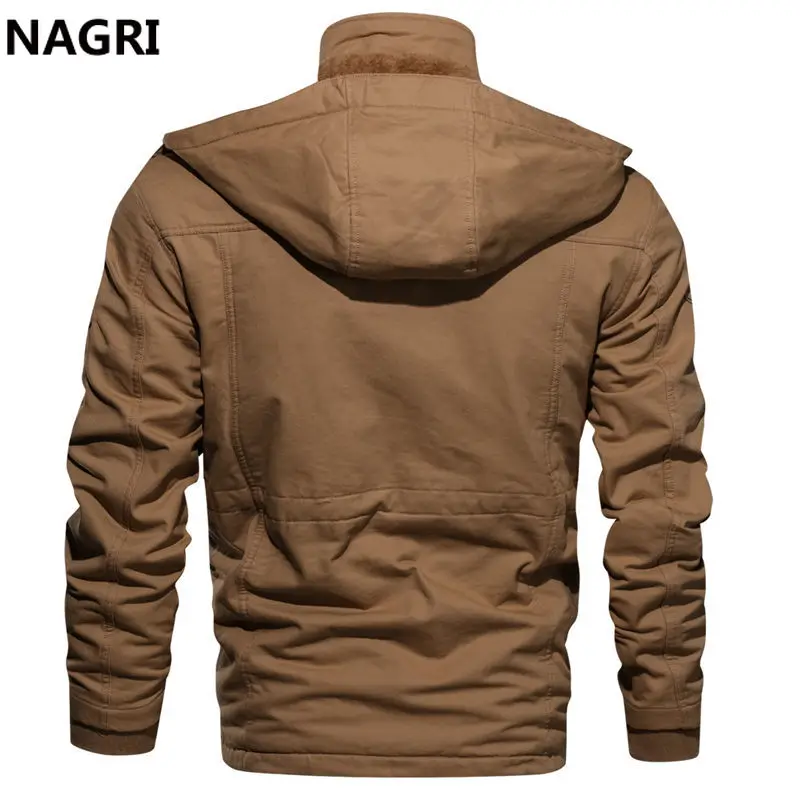 Зимняя куртка пальто для мужчин толстая флисовая шерстяная подкладка Военная