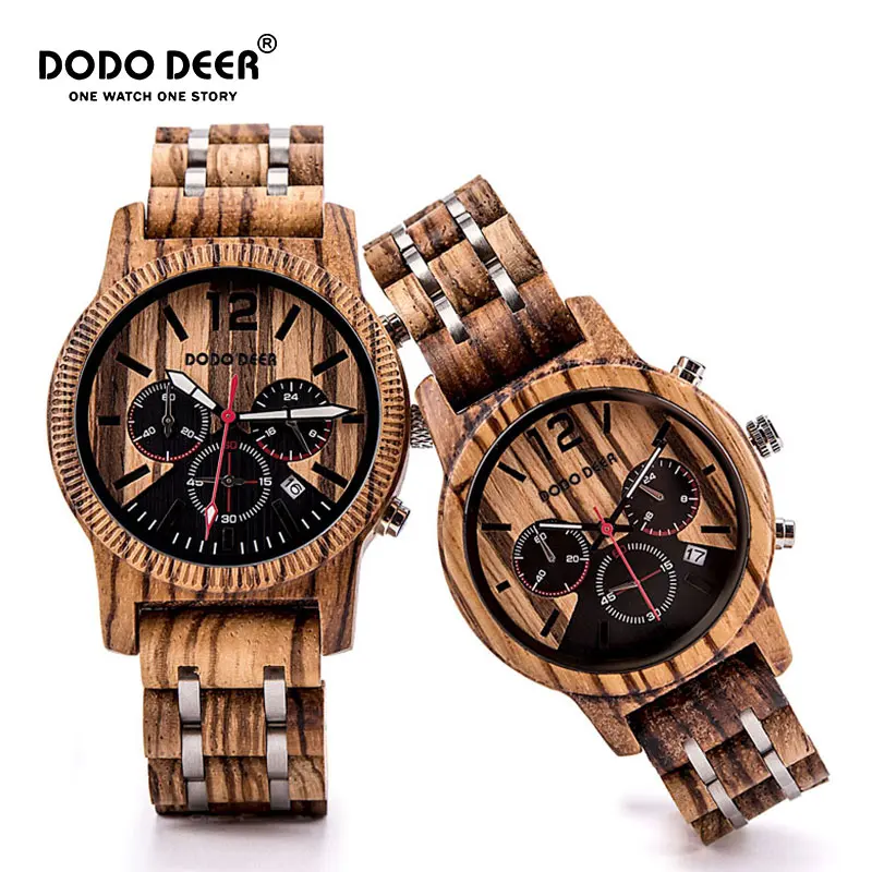 Watches Dodo Deer Chronograph Couple Wooden Military Mens Male Calendar Stylish Business