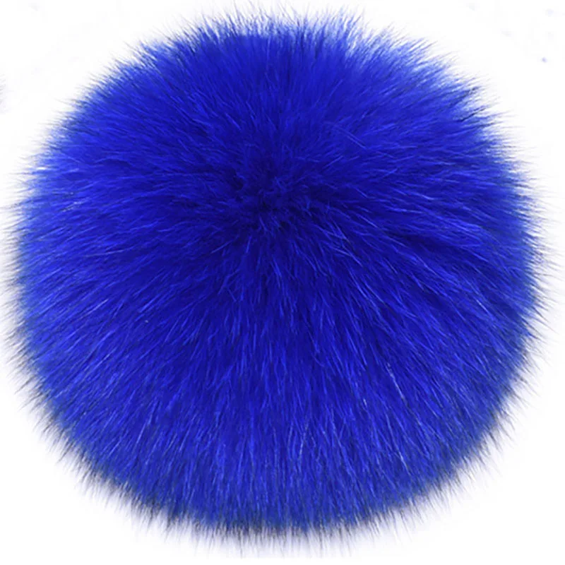 Чисто белый черный натуральный Лисий Мех пушистый помпон Лисий мех енота большой помпон аксессуары для шапок шапки Skullies сумка меховой помпон - Цвет: Blue Fox
