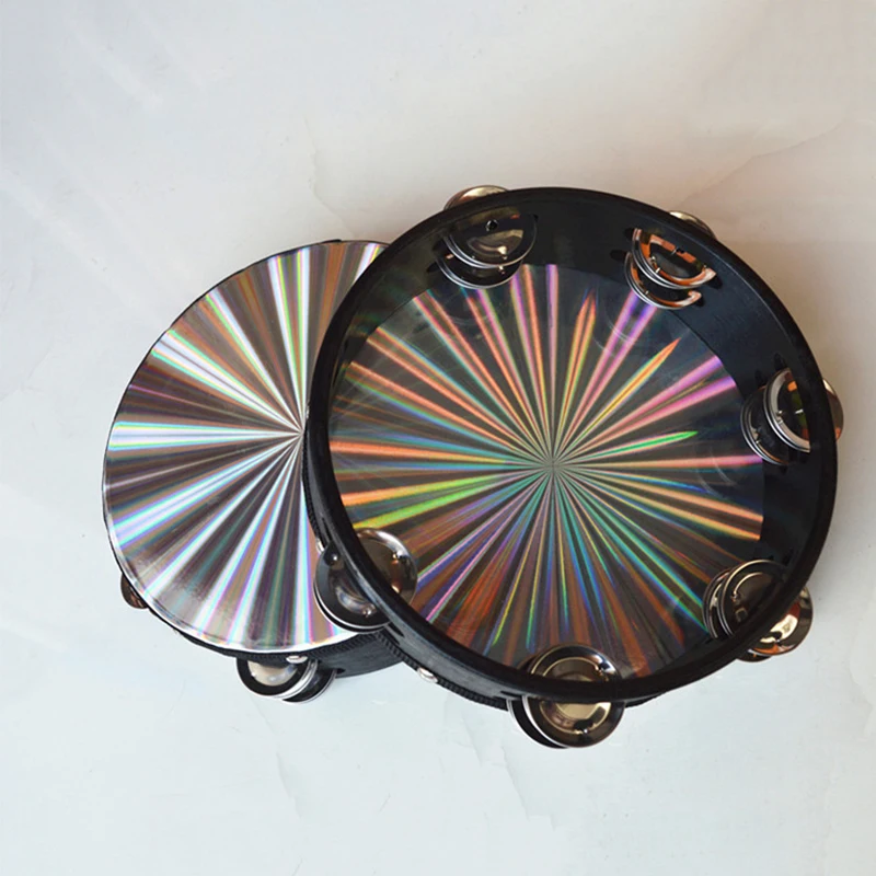 8/10 &quotдеревянный лучистый бубен ручной барабан с двойным рядом Jingles отражающие