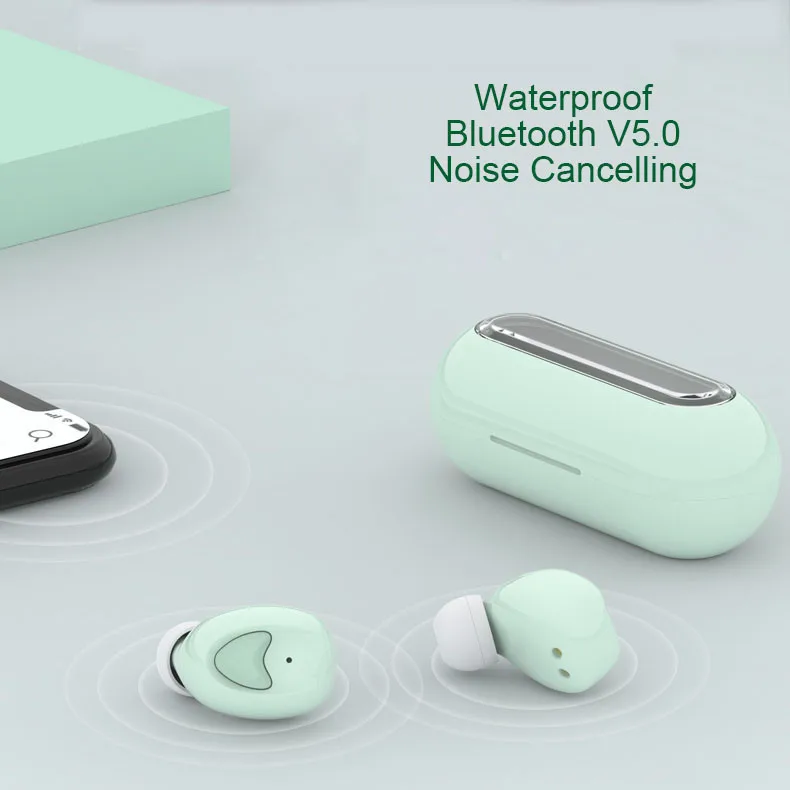 Беспроводной Bluetooth 5,0 наушники водонепроницаемые наушники плотно прилегающие к уху, HD звук с зарядный чехол подойдет как для повседневной носки, так вызова стерео вызова