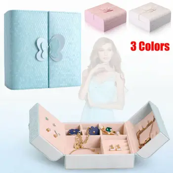 

Household Multi-Slot Watch Box Leather Display Earring Ring Cosmetic Make Up Case Organizer Top Glass Solid Jewelry Storage Box