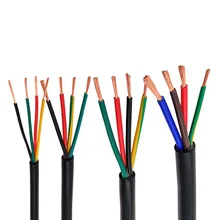 RVV black cable 22AWG 0.3MM 2 core 3 core 4 core 5 core 6 core 7 core 8 core 10 core 12 core 16 core control signal wire beauty core