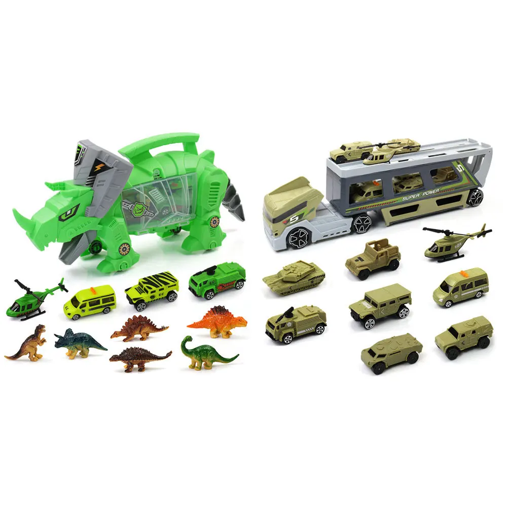 Simulation Mini Dinosaur Toy Car Model Portable Storage Carrier For Kids Children Engineering Vehicle Toys Home 5