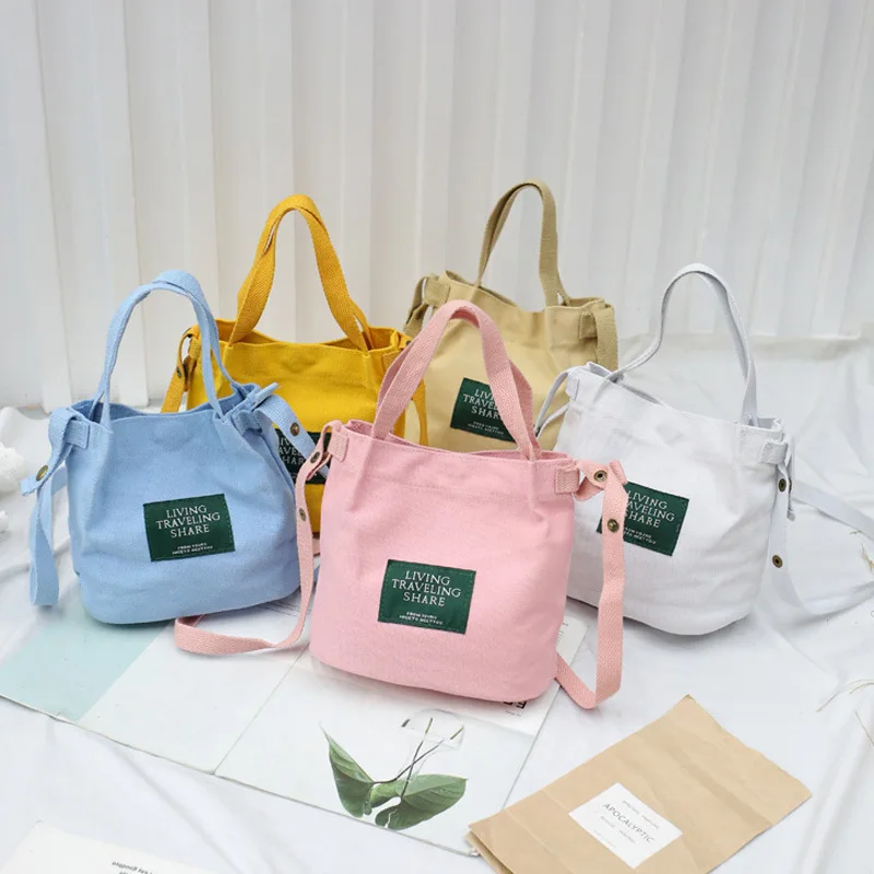 

Manufacturers Direct Selling Korean-style Literature And Art Canvas Bag Women's Barrel Tote Shoulder Bag Students Simple Handbag