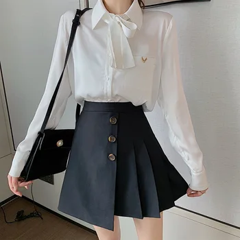 

2020 Autumn Clothing Fat mm Female Students Korean-style High-waisted Slimming Pleated Skirt Large Size Skirt Black Skirt A- lin