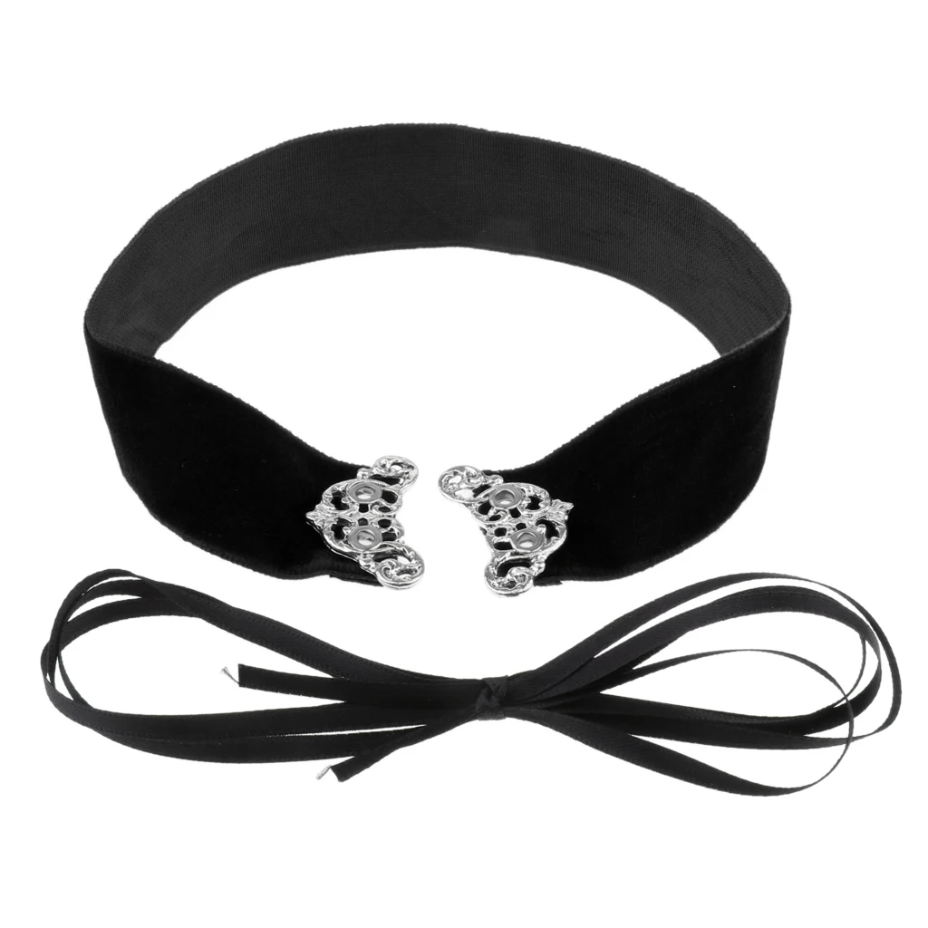 Wide Thick Punk Boho Summer Velvet Lace up Choker Necklaces Adjustable for Women Girls