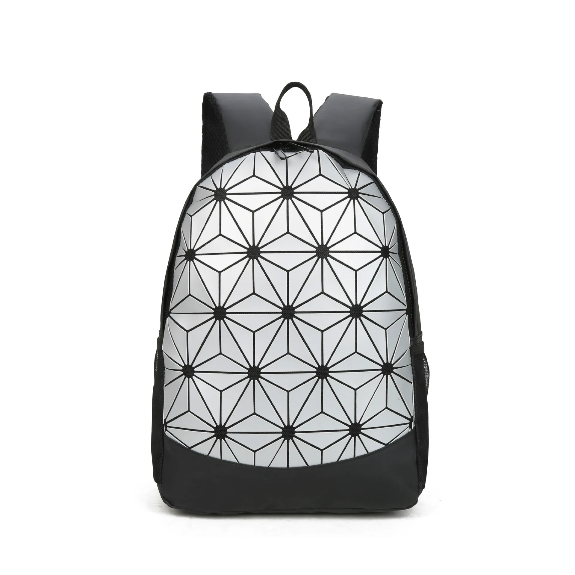 Женские Геометрические рюкзаки для ноутбука для мужчин, рюкзак на плечо, складные школьные сумки для подростков, рюкзак с голограммой - Цвет: Серый