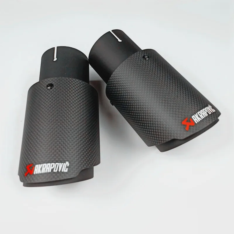 

Universal 2Pcs ID:2.48 OD:3.54 inch Car Akrapovic Exhaust Tips Muffler Pipe for BMW Audi Volkswagen Porsche Nissan Exhaust Pipes
