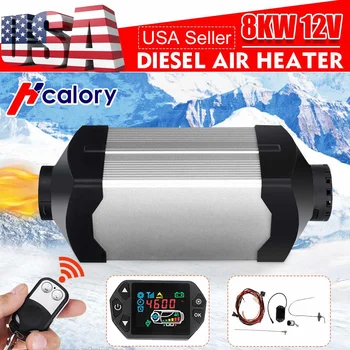 

HCalory 12V 8KW Diesel Air Car Heater+New LCD Switch with Remote Control Oil Extractor Wire Harness Separate Parking Heater