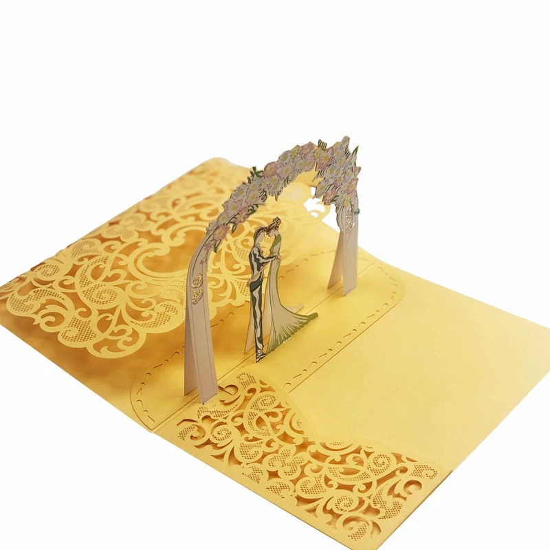  Hot 10Pack 3D Hollow Wedding Invitation Pocket-Folds Unique and Elegant Cut 3D Design Invitation - 4000574826925