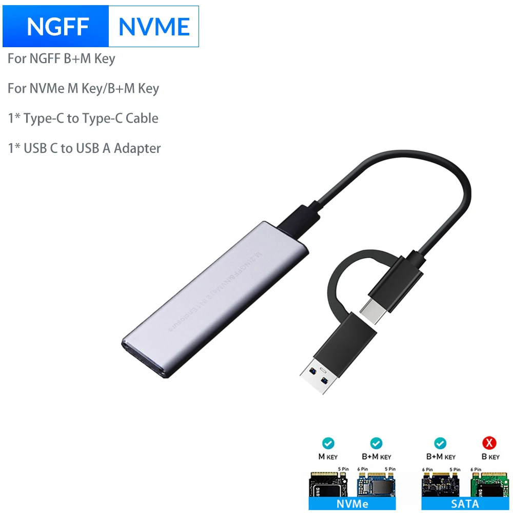 ssd hard disk box M.2 NVMe NGFF SSD Enclosure, USB3.1 10Gb/s Gen 2 Type-C SSD External Case with OTG For M Key B&M Key 2230/2242/2260/2280 M2 SSD hdd enclosure HDD Box Enclosures