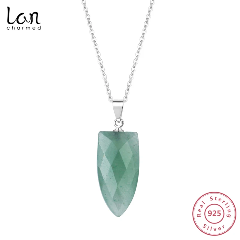 Lancharmed 925 пробы серебро натуральный камень зеленый авантюрин Кристалл кварц