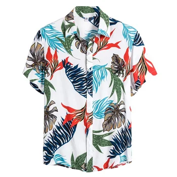 

Men's Hawaiian Beach Style Shirt Short Sleeve Floral Shirt Cotton Holiday Tops 2020 Summer New