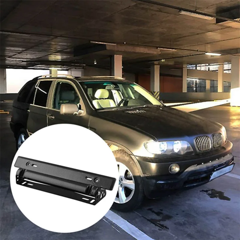 

Universal CarStyling Adjustable Car License Plate Frame Holder Carbon Fiber Racing Number Plate Auto Mount Bracket Car Accessary