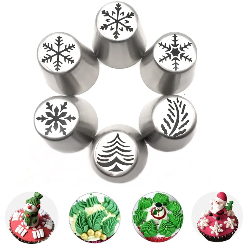 

1Pc Christmas Cream Cake Icing Piping Nozzles Set Kitchen Tree Snowflake Cupcake Decorating Flower Mouth Pastry Baking Tools