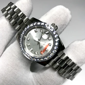 

Diamonds watch 36mm size white dial AAA women Luxury Watch Date Automatic just Mechanical glide smooth second hand AAA