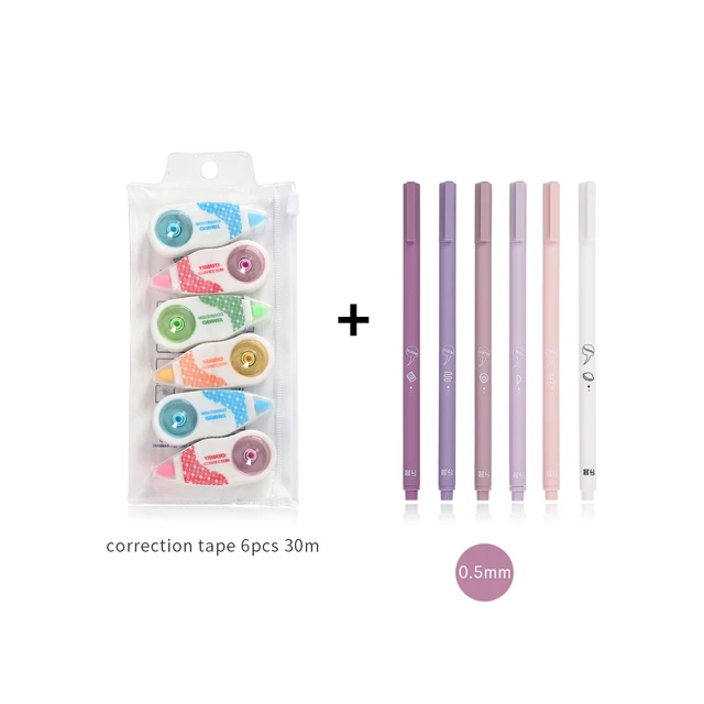 JIANWU 6pcs/set Creative cute morandi Simple small fresh gel pen kawaii Quick drying Cap neutral pen journal supplies Stationery 1901 colorful set