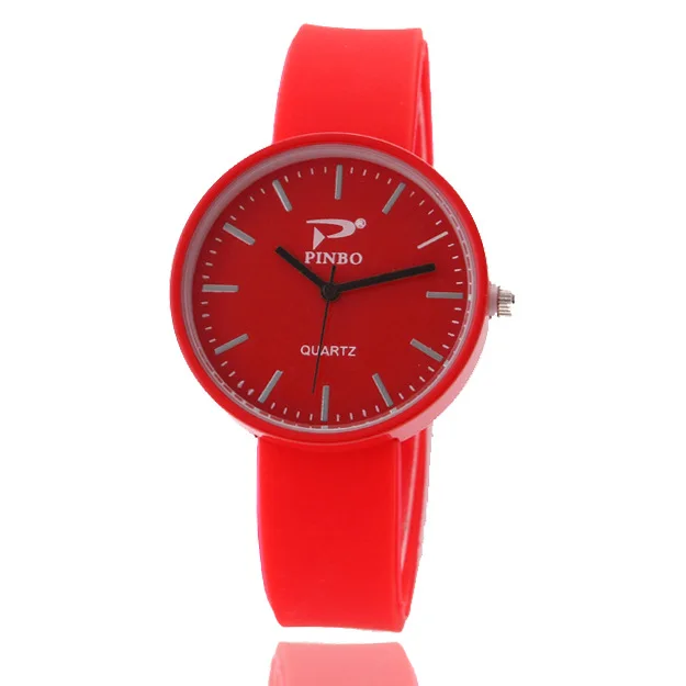 

Foreign Trade Hot Sales Ultra-Thin Students Watch Women's Fashionable Watch Simple Measuring Environmentally Friendly Silica Gel