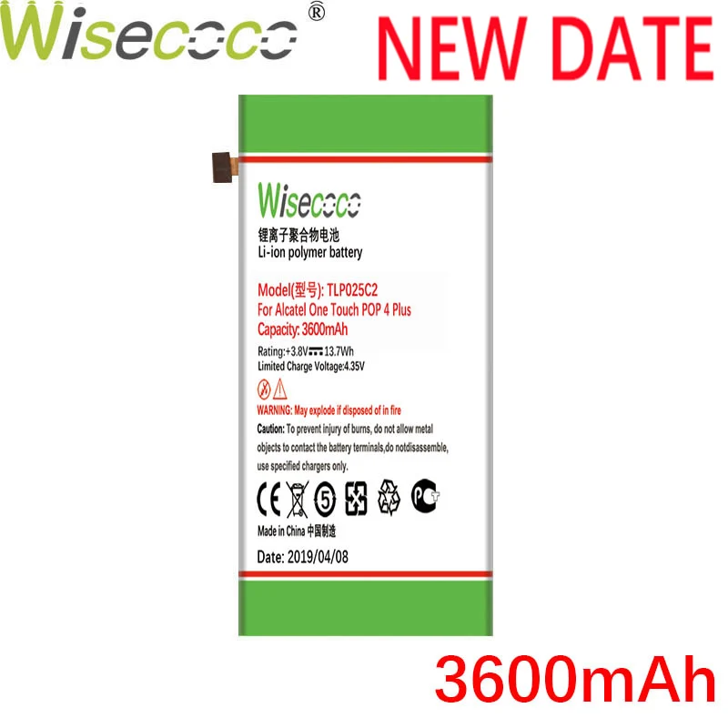 

Wisecoco TLP025C2 3600mAh New Battery For ALCATEL TLP025C1 One Touch POP 4 Plus 4+ OT-5056D 5056D Phone high quality battery