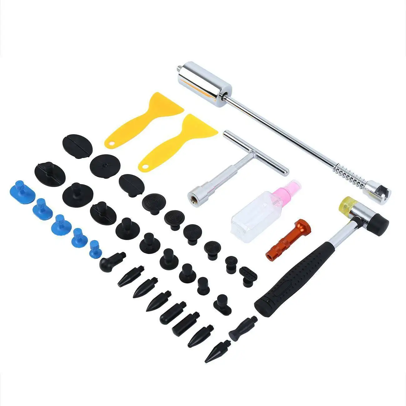 

Samger Car Tools Paintless Dent Repair Tool Hail Removal Kits Dent Lifter T-Bar PDR Tools Glue Gun Car Body Dent Puller Kit