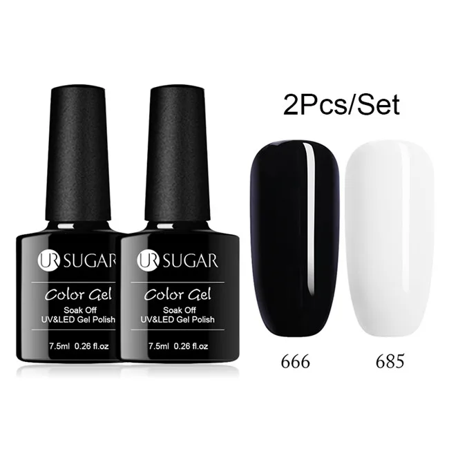 2pcs set1 Ur Sugar 2/4 шт. Розовый Блестящий Гель-лак для ногтей замочить от УФ-светодиодный длительный гель лак для ногтей Лаки маникюрный лак набор украшений - Цвет: 2pcs set1