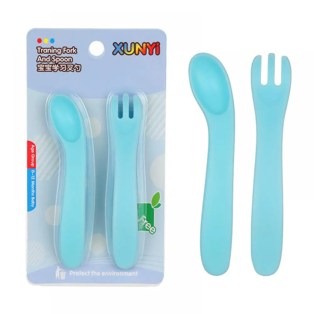 

Baby Tableware Plastic Spoon Card Inste 2Pcs/Set Safe PP Material Baby Training Spoon Fork Children Learning Spoon Fork