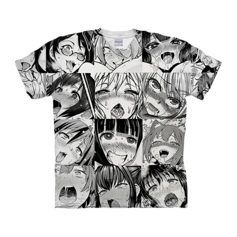 New Casual Anime 3D T-Shirt Men Open Mouth Ahegao Summer T Shirt Male Short Sleeve Tee Tops Man Streetwear Drop Ship