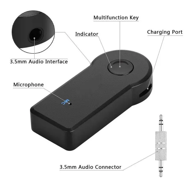 2 in1 Wireless Bluetooth 5.0 Receiver Transmitter Adapter 3.5mm Jack For Car Music Audio Player Aux Headphone Reciever Handsfree 3