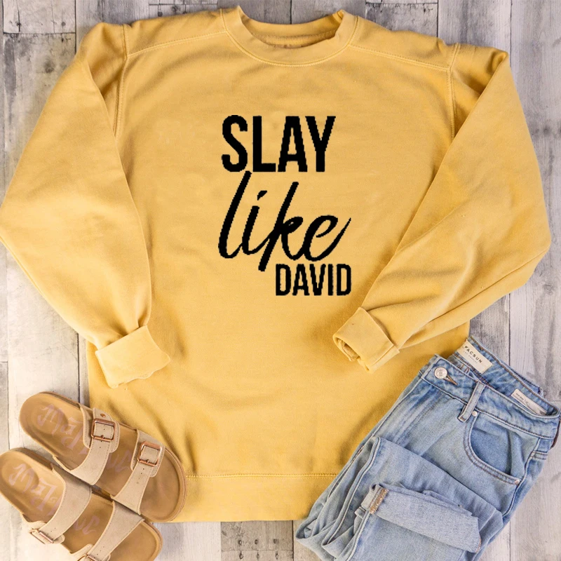 

ZBBRDD Slay Like David женский хлопковый свитер с круглым вырезом и длинными рукавами, толстовки с буквенным принтом, одежда, Прямая поставка, осенняя рубашка